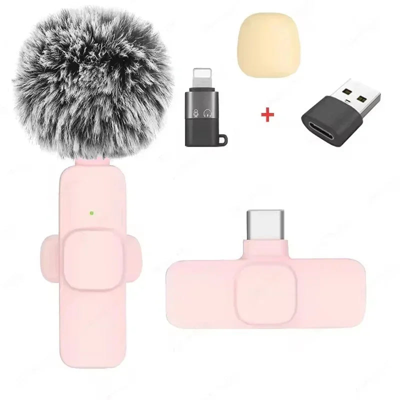 2.4G Wireless Lavalier Microphone Portable Audio Video Recording Mini Mic for iPhone Android Live Broadcast Gaming Phone