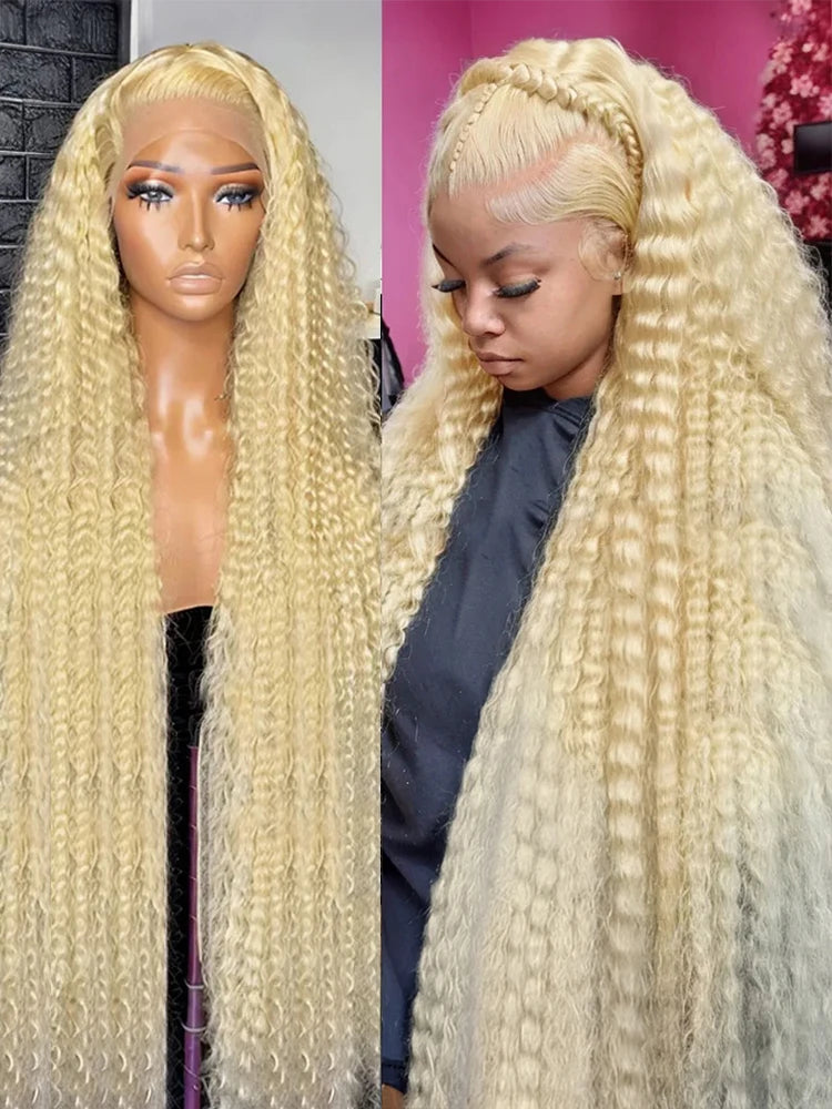 40 Inch Honey Blonde 613 HD Lace Frontal Wig 13x6 Curly Wigs Preplucked Loose Deep Wave Wigs Human Hair 13x4 Lace Frontal Wig