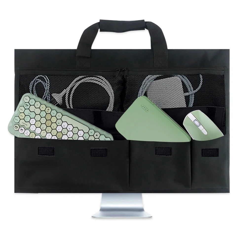 ASMA-Monitor Carrying Case Protective Storage Case Monitor Dust Cover Computer Monitor Bag With Pockets