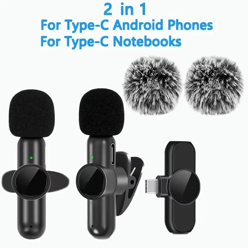 Wireless Lavalier Microphone for iPhone iPad Wireless Mic for Recording, Live Stream YouTube Facebook Noise Reduction Auto-Sync