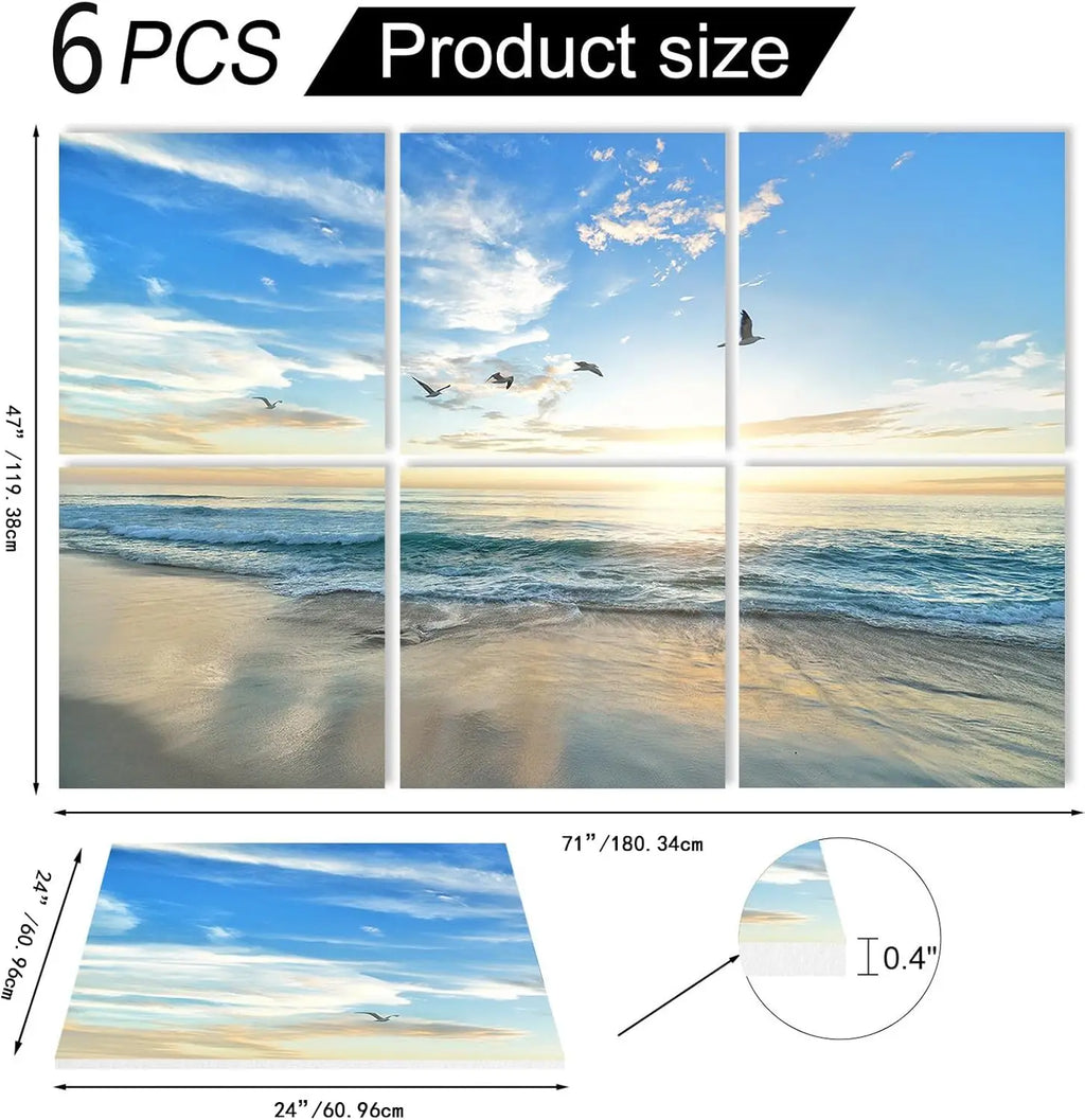 Sound Absorbing Wall Panels with Nature Art: Set of 6, 24x24 Inches for Office, Bedroom, Studio