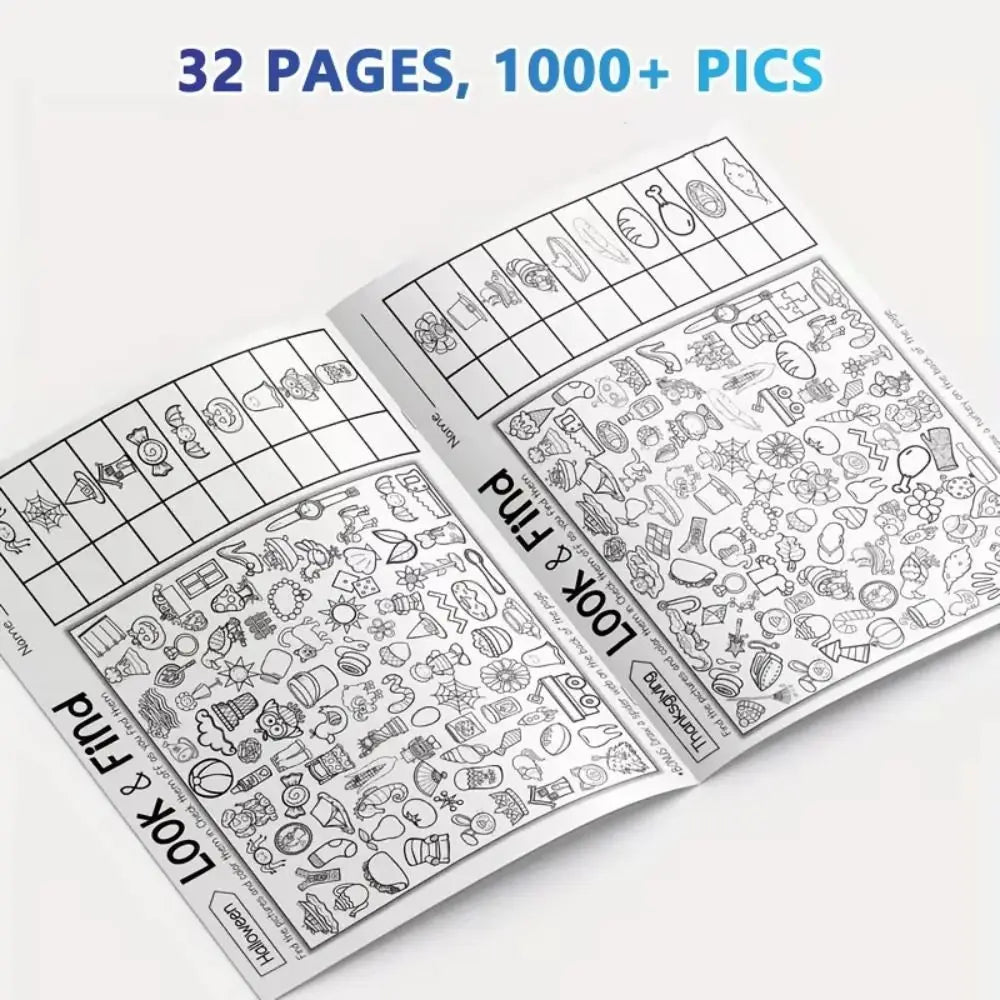 32 Pages Children's Find Items Coloring & Drawing Book Fun Concentration & Attention Exercise Early Education Activity Book