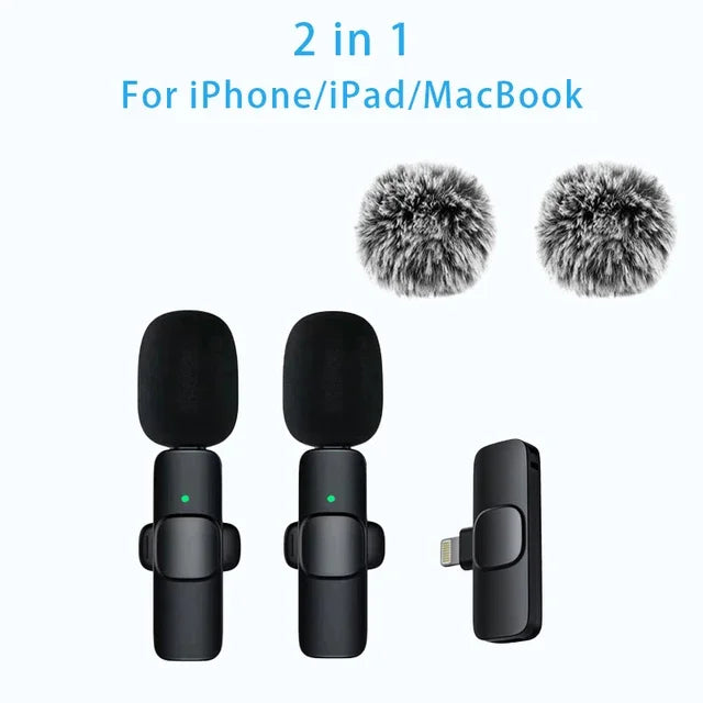 2.4G Wireless Lavalier Microphone Portable Audio Video Recording Mini Mic for iPhone Android Live Broadcast Gaming Phone