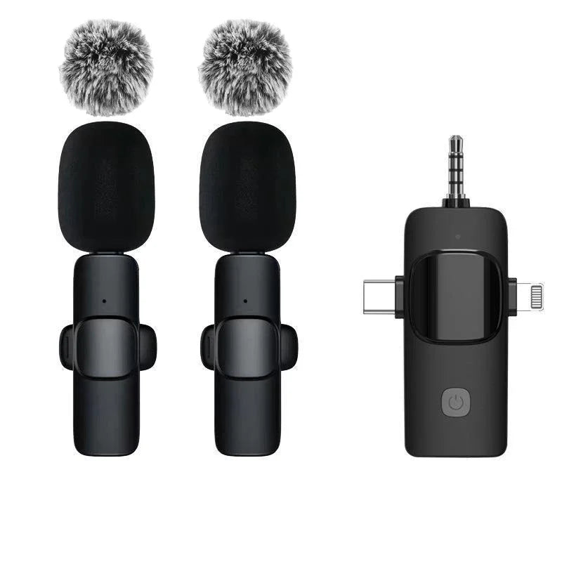 2.4G Wireless Lavalier Microphone Portable Audio Video Recording Mini Mic for iPhone Android Live Broadcast Gaming Phone