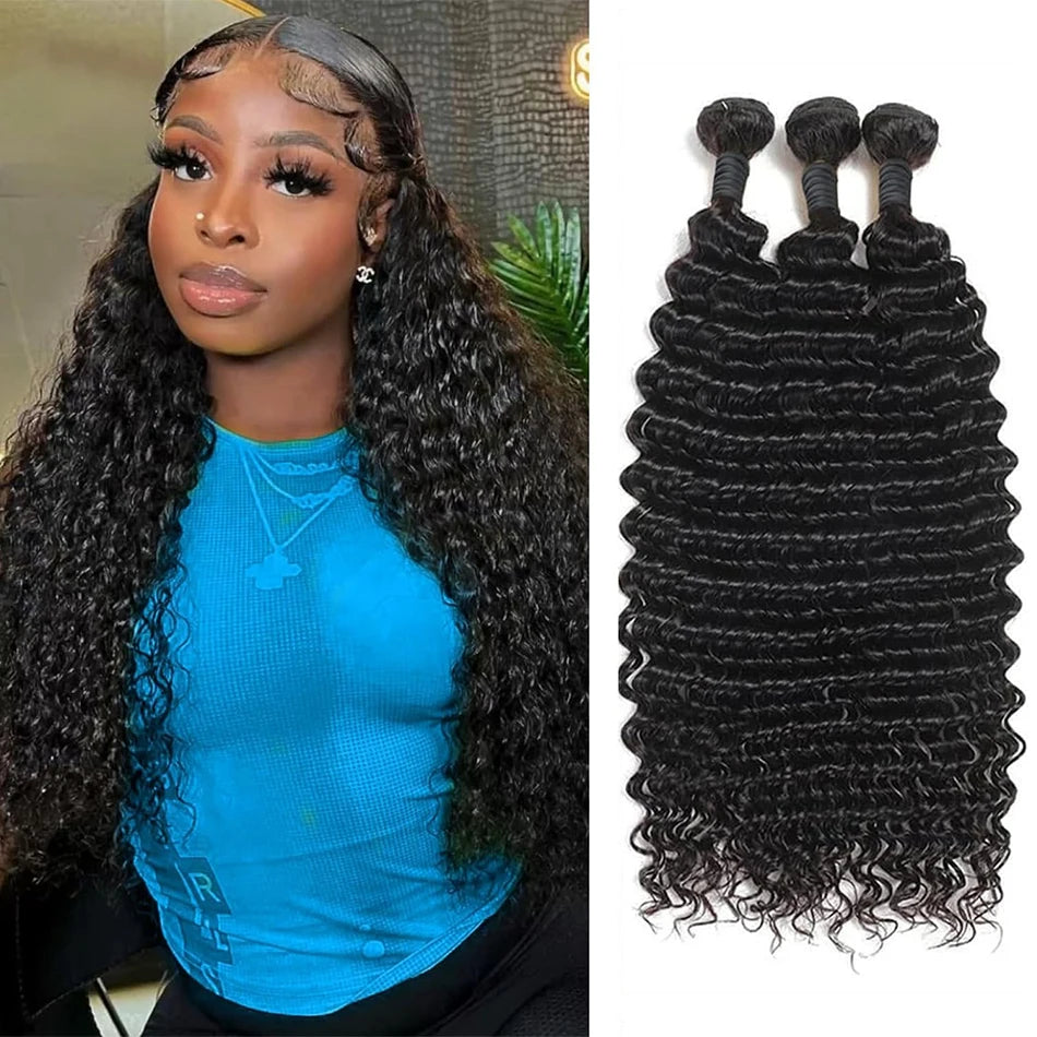 Burmese Raw Curly Human Hair Bundles Deep Wave 3 4 Bundles For Women 30 inch Sew In quickly Weave Remy Virgin Hair Extension