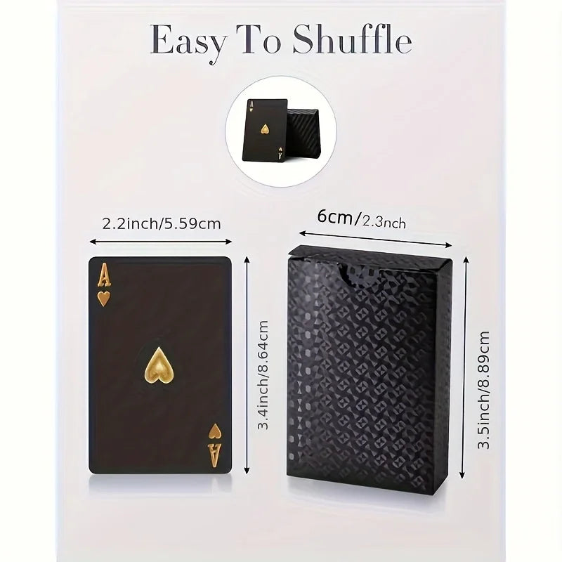Cool Black Gold Waterproof Playing Cards, a Deck of Playing Cards Containing Christmas, Halloween, Thanksgiving Gifts, Game Gift
