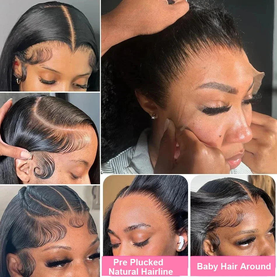 Brazilian Remy Human Hair Lace Front Wig Natural Black Body Wave 13x4 HD Transparent Lace Frontal Pre Plucked For Women