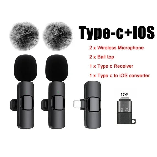 2.4G Wireless Lavalier Microphone Portable Audio Video Recording Mini Mic for iPhone Android Live Broadcast Gaming Phone