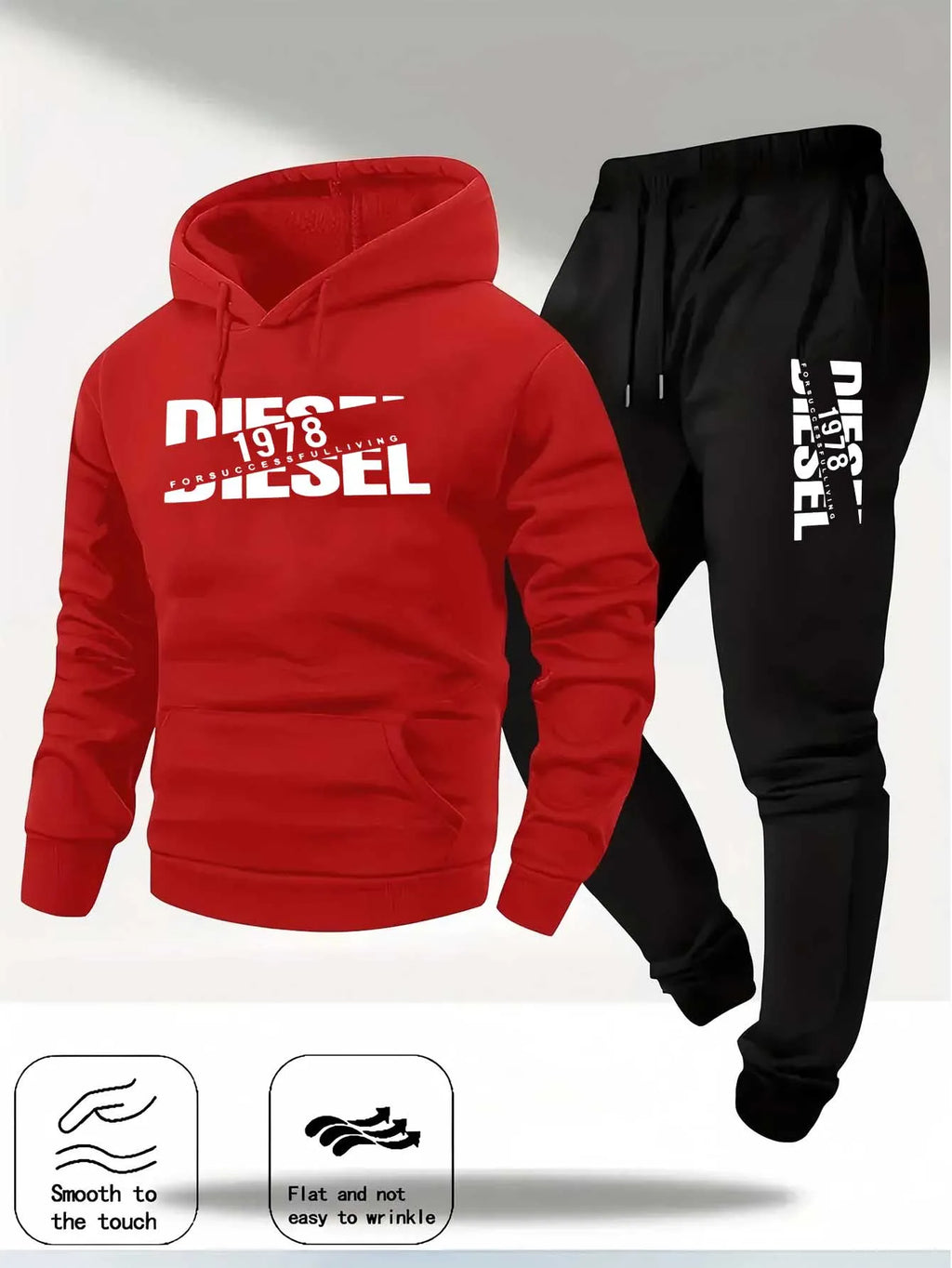 Men New Fashion Print Tracksuit Hooded Sweatshirt+Sweatpants Set Casual Fitness Jogging Sports Two-Piece Unisex neutral Outfit