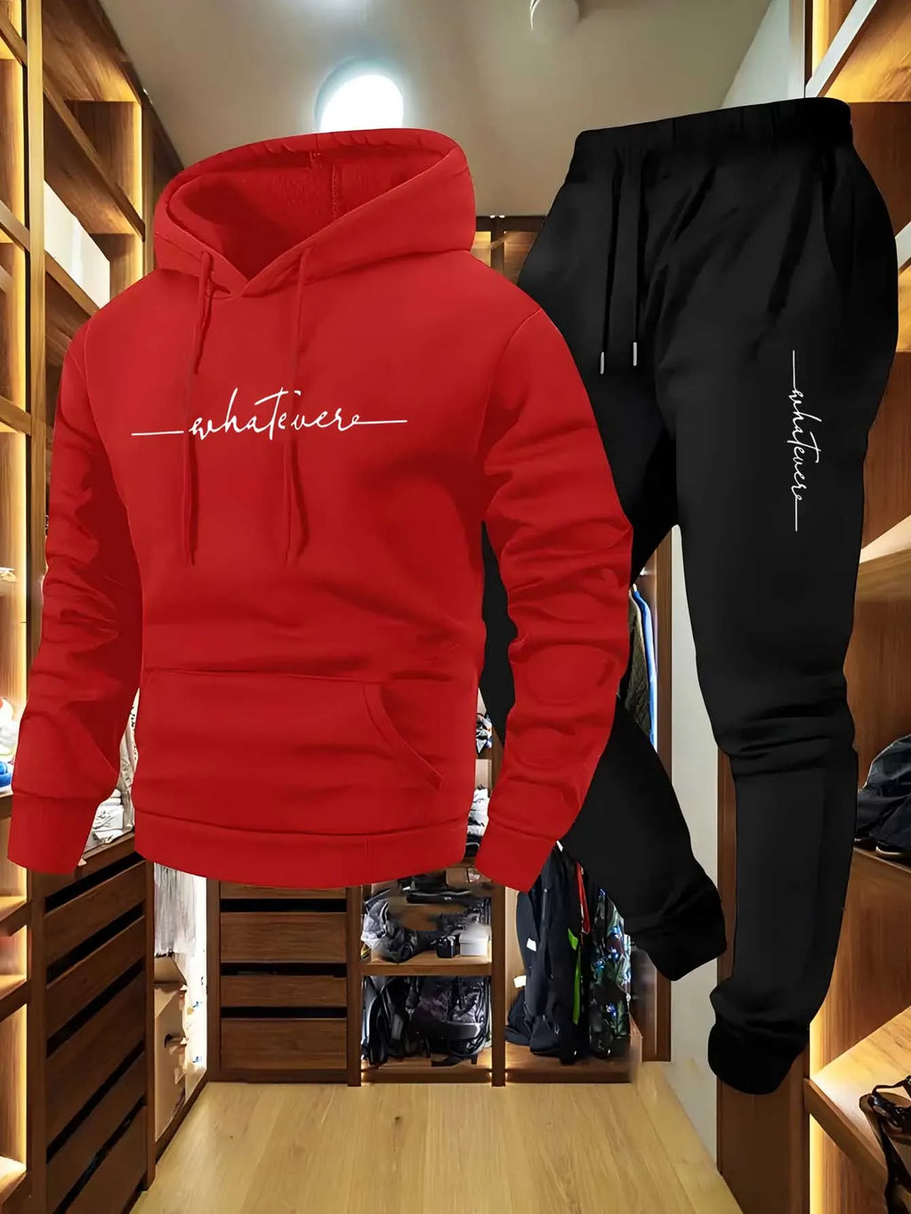 Men's two-piece wool sports suit lightweight hooded sweater and pants warm sports outfit set trendy hiphop styleclothingsuitable
