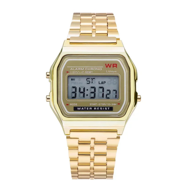 Multifunction LED Digital Sports Wrist Watch Steel Strap for Men And Women Business Electronic Clock