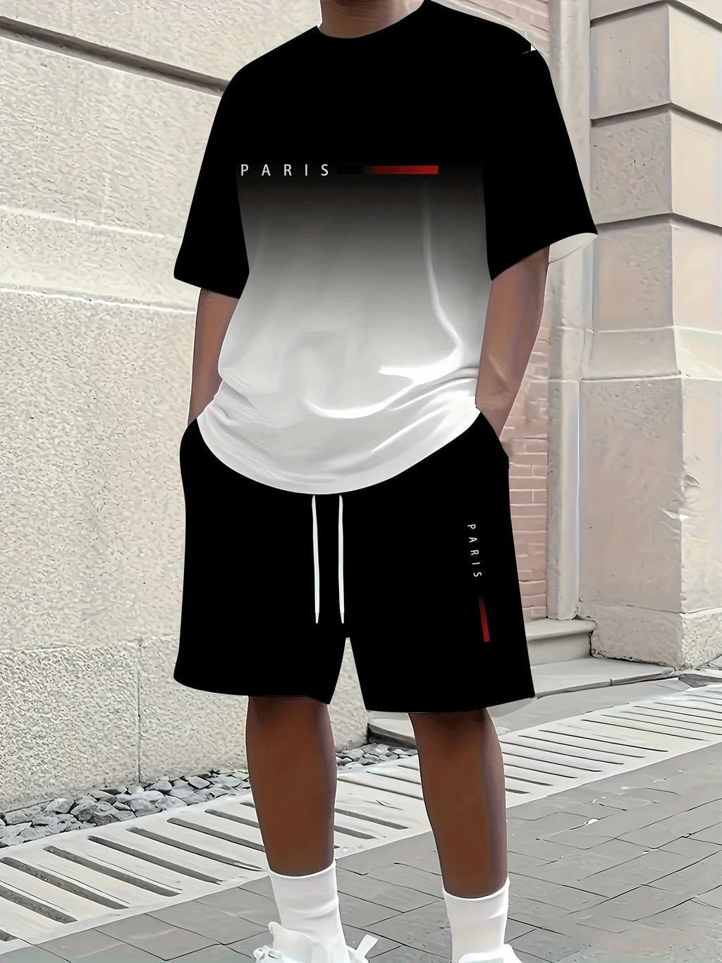 Men's Athletic Set Two-Piece Set Crew Neck Short Sleeve Top & Shorts Men's Running Outfit Plus Size T-Shirt Men's Summer T-Shirt