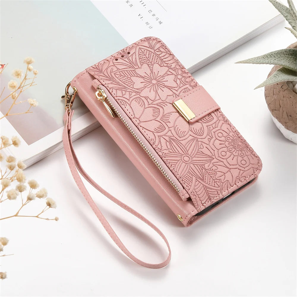 Wrist Strap Wallet Card Slot Phone Case For Samsung Galaxy S25 Edge S26 Ultra S24 FE A57 A37 A06 A16 A26 A56 A36 A55 A35 A25 A15