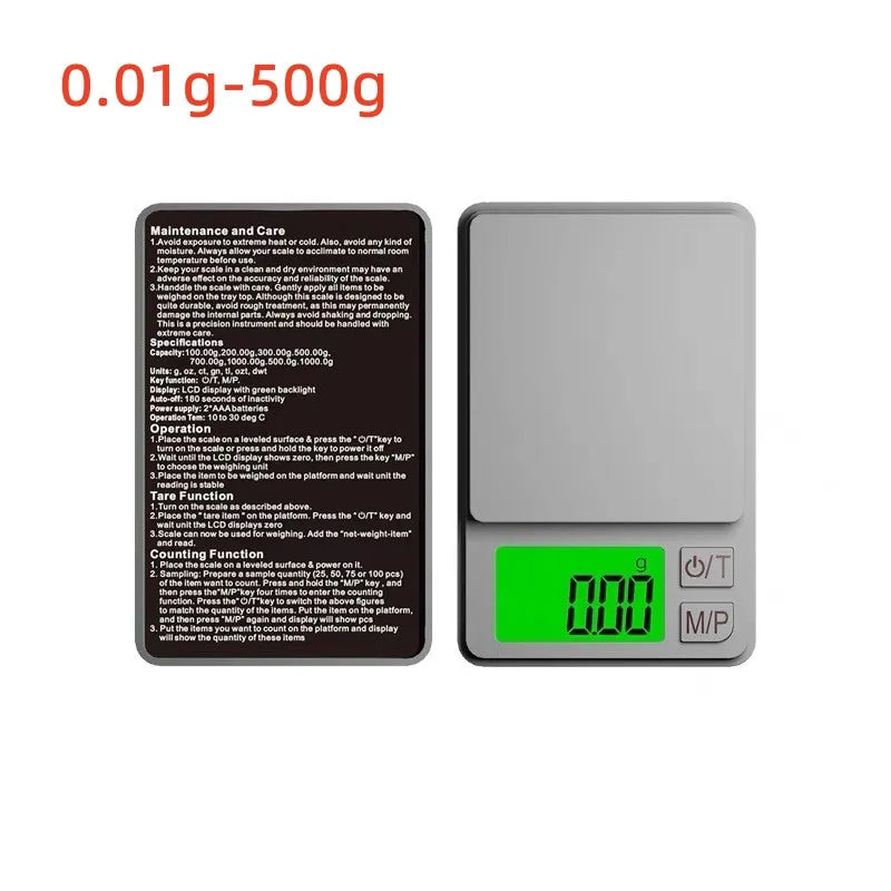 Digital Precision Pocket Scale 1000g X 0.01g with Backlit LCD Miniature Food Jewelry Ounces/Grains Measurement for Travel