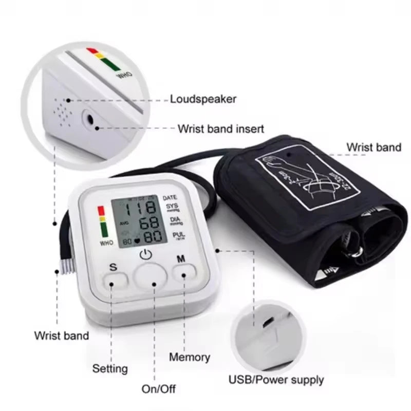 Digital Arm BP Monitor – Automatic Tonometer with Heart Rate, Pulse & Oximeter for Blood Pressure & Oxygen Measurement