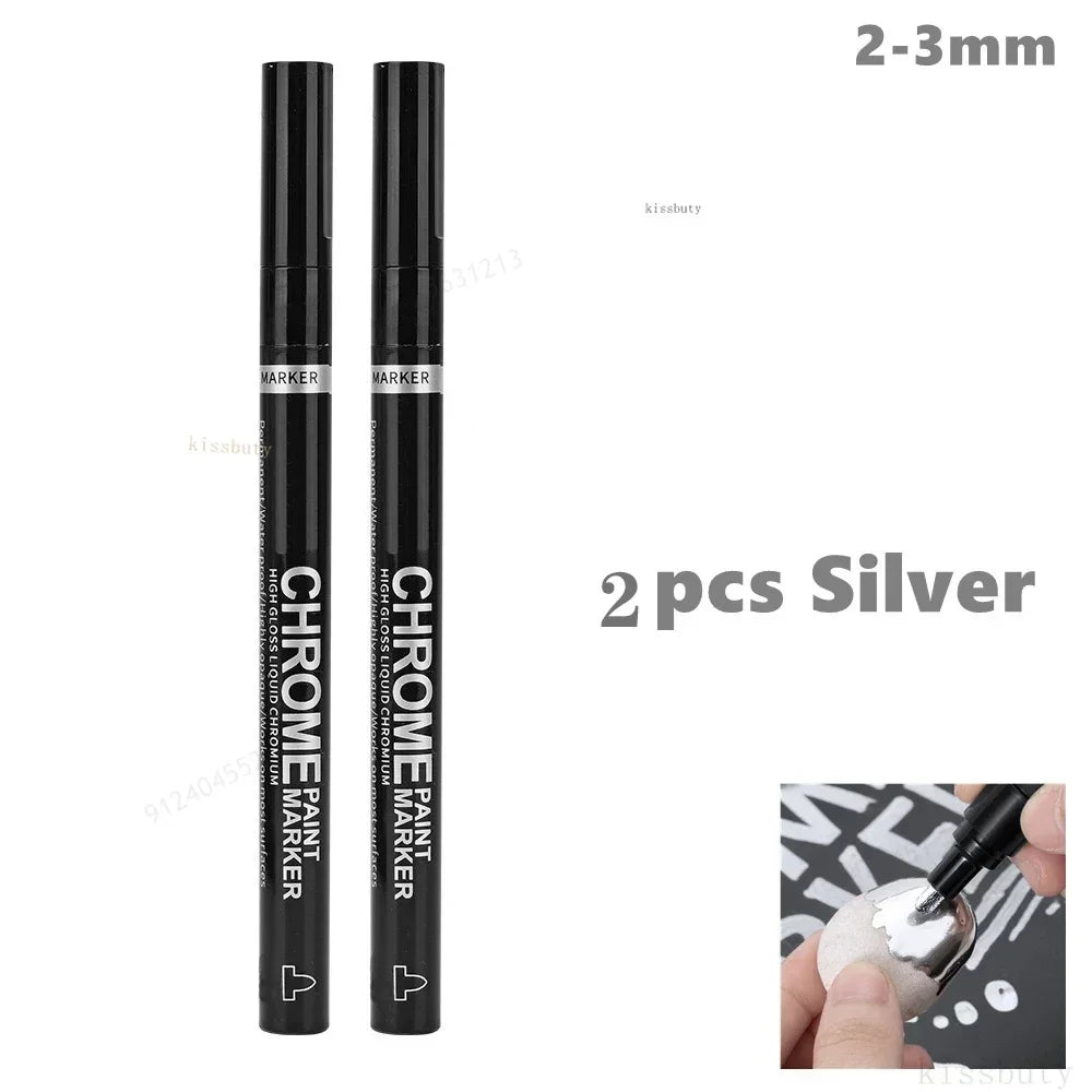 1/2pcs Mirror Marker Pen DIY Reflective Paint Pens Mirror Markers Chrome Gold SILVER Marker Signature Car Styling Art Craftwork