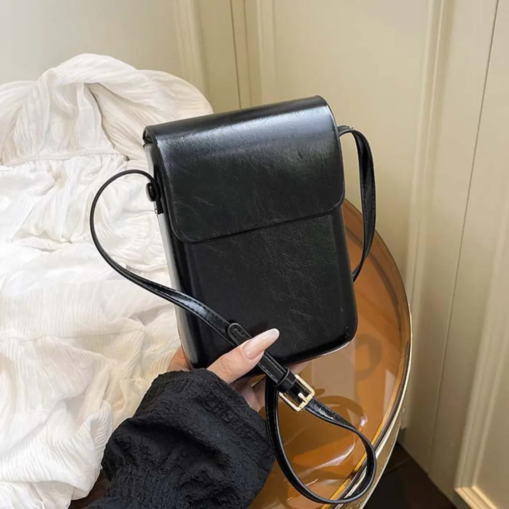 PU Leather Flap Crossbody Bags Simple Solid Large Capacity Women Handbags Vertical Phone Wallet Phone Shoulder Purses