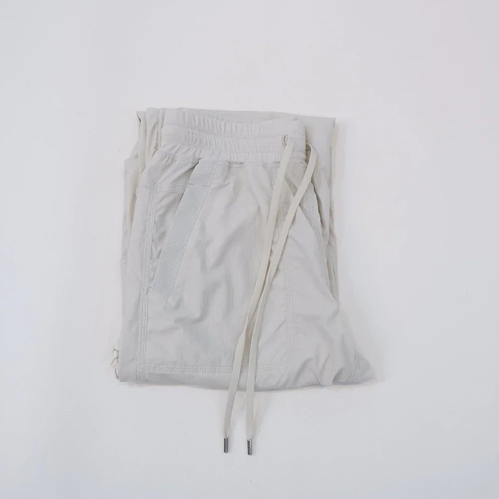 Autumn Yoga New Women's Loose and Versatile American Fashionable Drawstring Design Large Pocket Wide Leg Elastic Work Pants