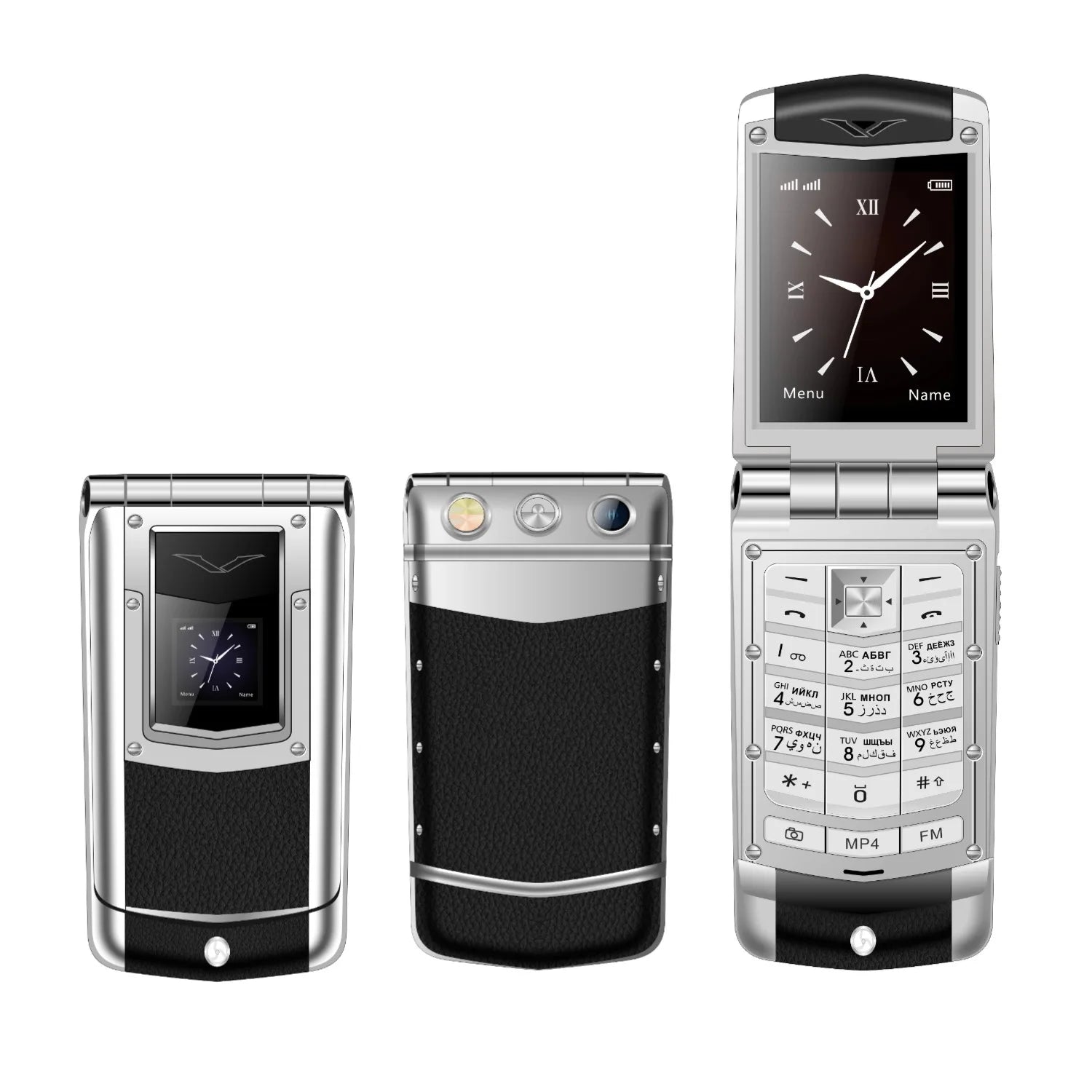 Luxury Metal Flip Phone for Men Dual SIM Business Phone Big Button Dual Screen Magic Voice Blacklist Senior Classic Mobile