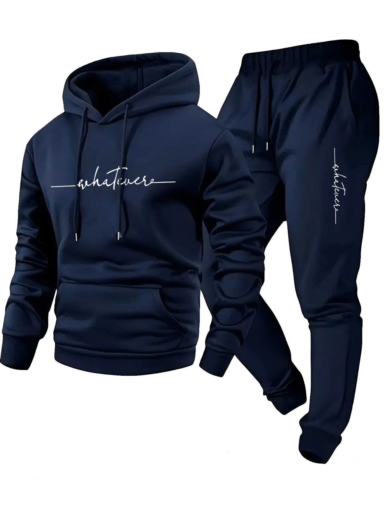 Men's two-piece wool sports suit lightweight hooded sweater and pants warm sports outfit set trendy hiphop styleclothingsuitable