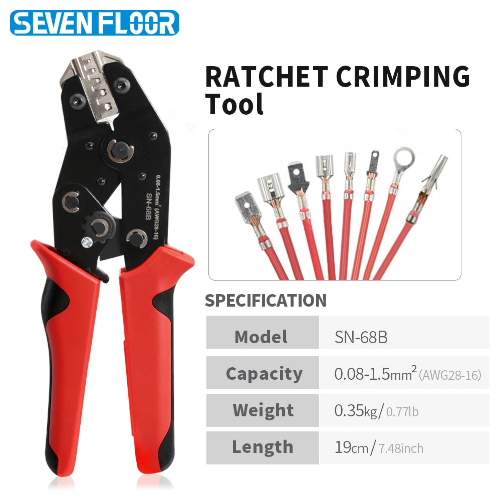Ratcheting Crimping Pliers Tool For Dupont JST MOLEX Open Barrel,Dupont Molex JST TE Terminals & EPC PCIE SATA Pins SN-68B