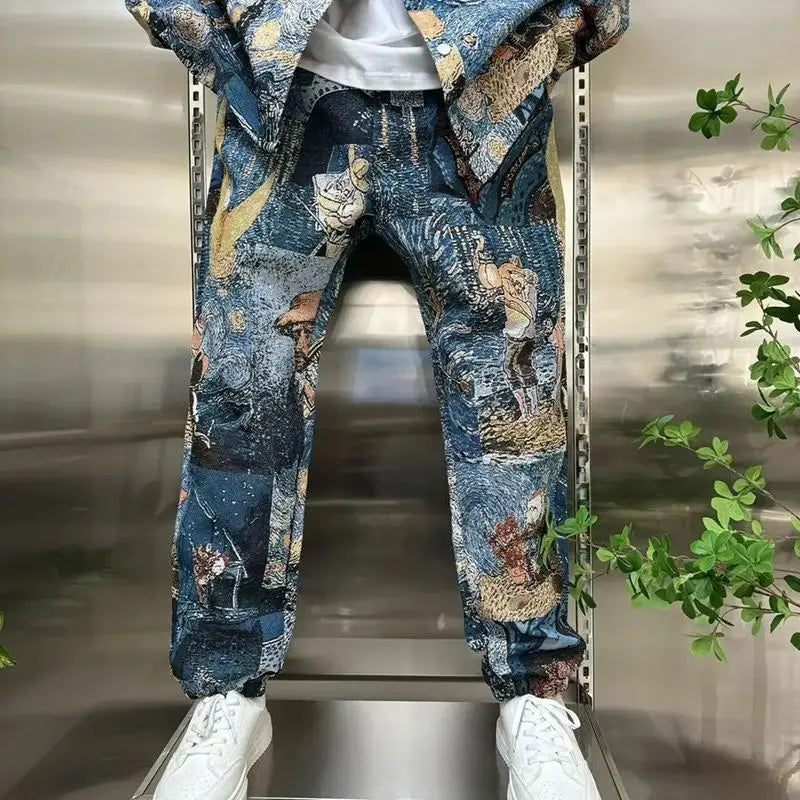 New Autumn Fashion Outfit Colored Woven Shirt Jacket Tying Feet Casual Pants Two-piece Suit Trendy