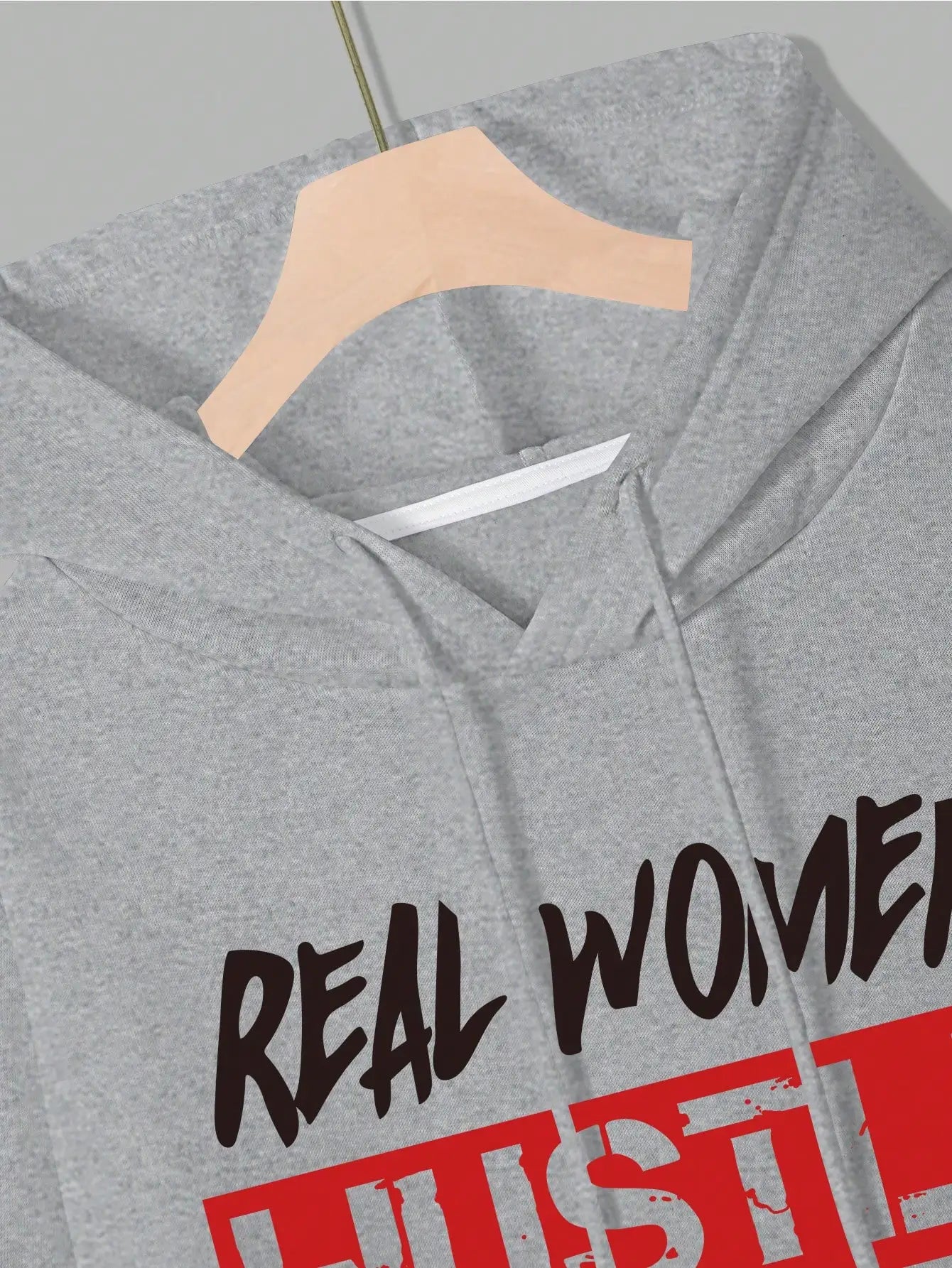 Real Women Hustle Hard Hoodie Sweatpants Set Gray Casual Sportswear