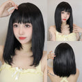 Ombre Blonde Pink Bob Wig with Fluffy Bangs Synthetic Short Straight Wigs for Black Women Heat Resistant Cosplay Daily Hair