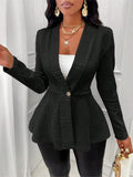 2026 European and American women's thick jacquard textured single-button slim-fit long-sleeve jacket vacation-style women's wear