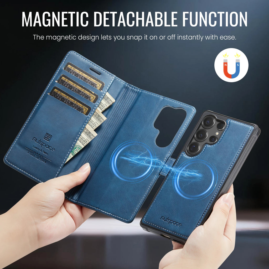 Premium Wallet Card Leather Phone Case For Samsung Galaxy S25 S24 Ultra S25Plus S25Edge 2-in-1 Detachable Magnetic Flip Cover