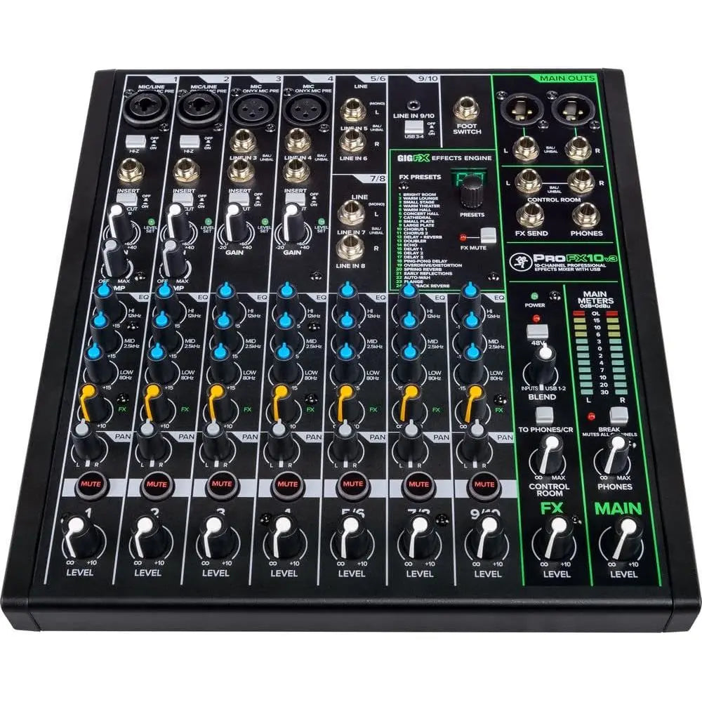 kie ProX10v3 10-Channel Sound Reinorcement Mixer with Built-In X, Gator Cases G-MIXERBAG-1515 Mixer Bag & Stereo Cable 10' Bundl