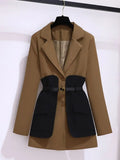 2025 Spring Belt Decorative Patchwork Jacket Blazer Casual Expansion Crying Two-piece Elegant Women Pants Suit Office Outfits