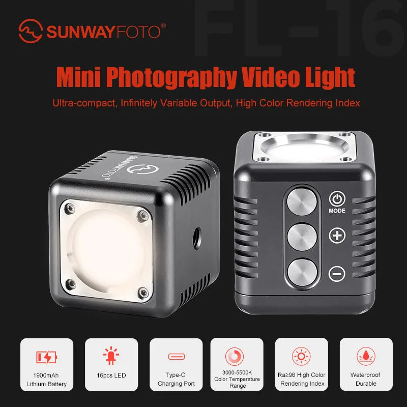 SUNWAYFOTO Mini LED Light for Camera Video Photography 3000-5500k IP66