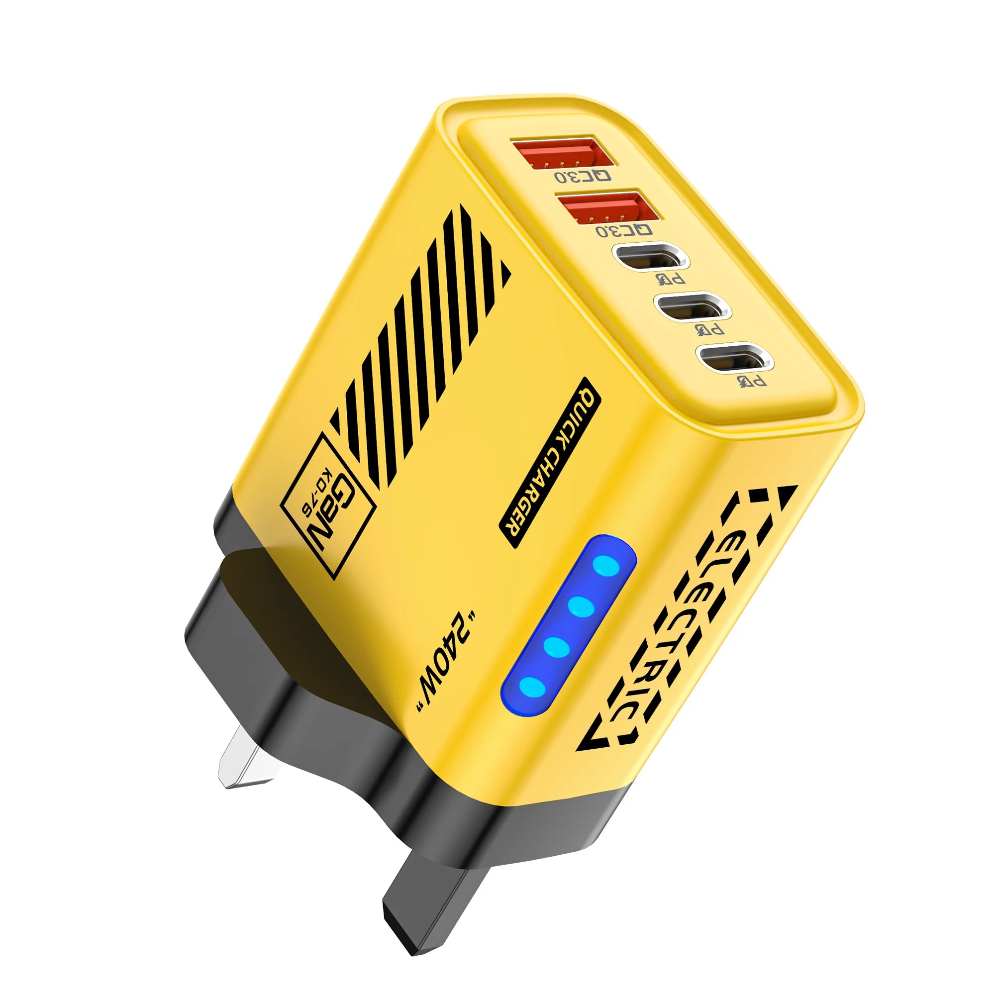 GaN 240W USB C Wall Charger 5 Ports PD QC3.0 Fast Charge Phone Adapter for iPhone 17 16 15 Samsung Xiaomi Huawei EU/US/UK Plug