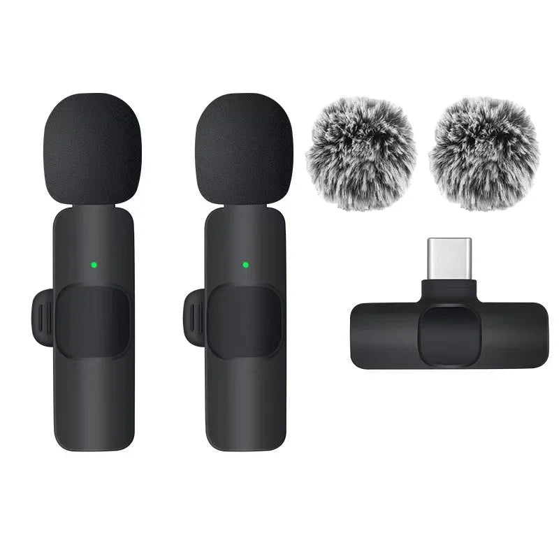 2.4G Wireless Lavalier Microphone Portable Audio Video Recording Mini Mic for iPhone Android Live Broadcast Gaming Phone