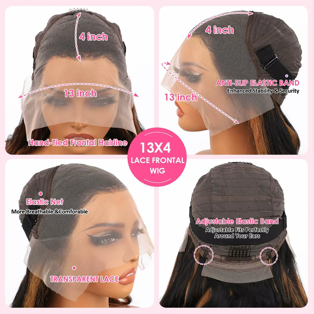 38 40 Inch P1B/30 Highlight Ombre Wig Human Hair 250% Density Straight 13x6 HD Transparent Lace Frontal Wigs Human Hair Wig