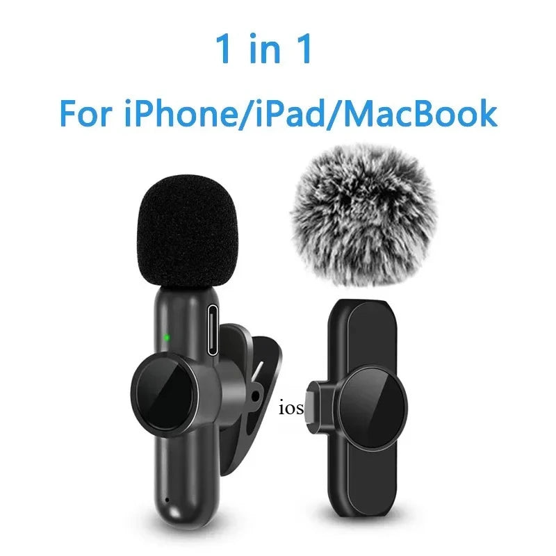 Wireless Lavalier Microphone for iPhone iPad Wireless Mic for Recording, Live Stream YouTube Facebook Noise Reduction Auto-Sync