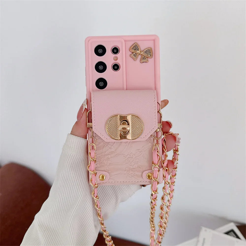 Crossbody Phone Case Wallet Card Holder for Samsung Galaxy S25 Edge S24 S21 FE S26 Ultra S23 S22 Plus A17 A16 A56 A36 A55 A35