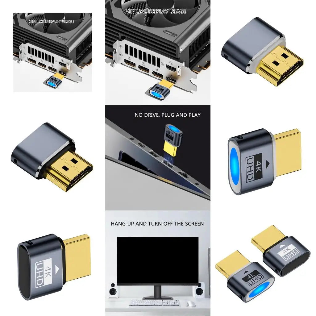 HDMI-Compatible Dummy Plug 4K HDR Virtual Monitor EDID Emulator Headless Ghost Display Adapter Supports Up To 4K@60Hz 1080@120Hz