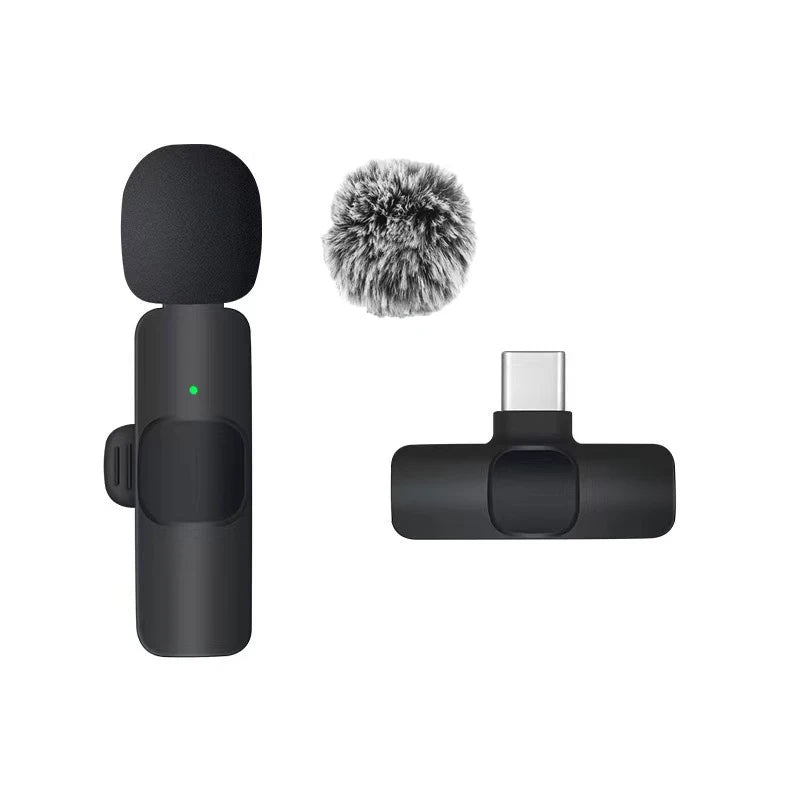 2.4G Wireless Lavalier Microphone Portable Audio Video Recording Mini Mic for iPhone Android Live Broadcast Gaming Phone