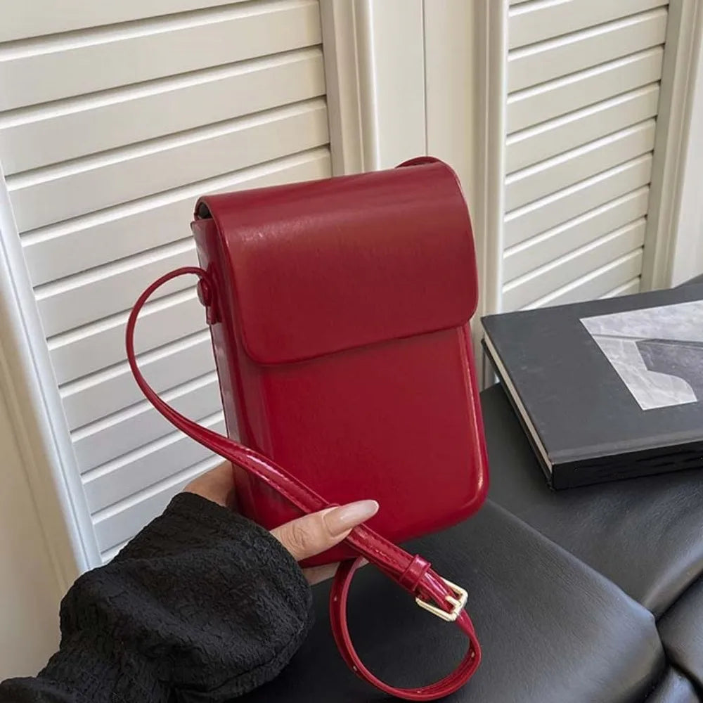 PU Leather Flap Crossbody Bags Simple Solid Large Capacity Women Handbags Vertical Phone Wallet Phone Shoulder Purses
