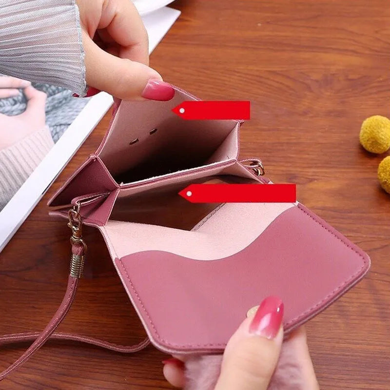 Cute Cartoon Pattern Touch-Screen Phone Bag for Women - Slim Transparent Crossbody Bag Mini Shoulder Pouch Wallet