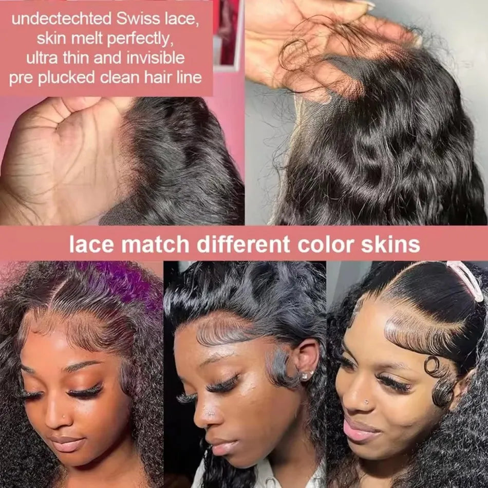 13x6 Deep Wave Human Hair Wigs 250 Density Curly HD Lace Wigs 13X4 Lace Frontal Wig 40 Inch Glueless For Black Women Pre Plucked Water Wave Lace Front Wig