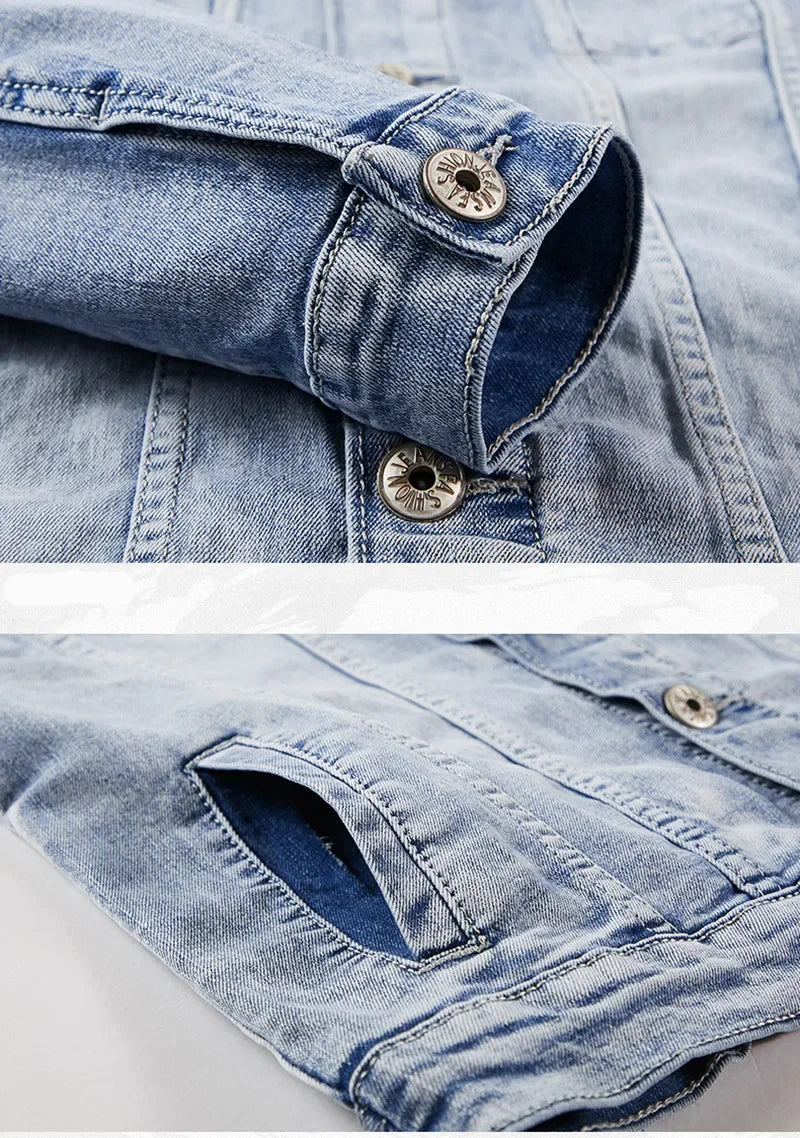 Slim-Fit Men's Denim Business Outfit Two Pieces of Comfortable Stretch Fabric for Everyday Use, Dark Blue Simple Design