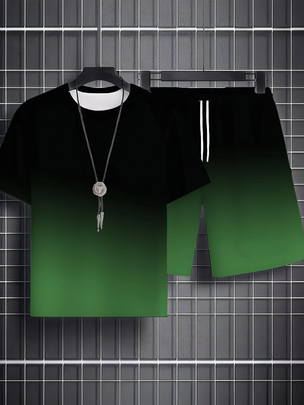 Men's Athletic Set Two-Piece Set Crew Neck Short Sleeve Top & Shorts Men's Running Outfit Plus Size T-Shirt Men's Summer T-Shirt