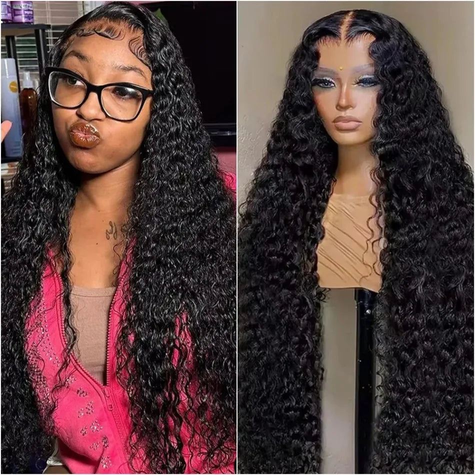13x6 Deep Wave Human Hair Wigs 250 Density Curly HD Lace Wigs 13X4 Lace Frontal Wig 40 Inch Glueless For Black Women Pre Plucked Water Wave Lace Front Wig