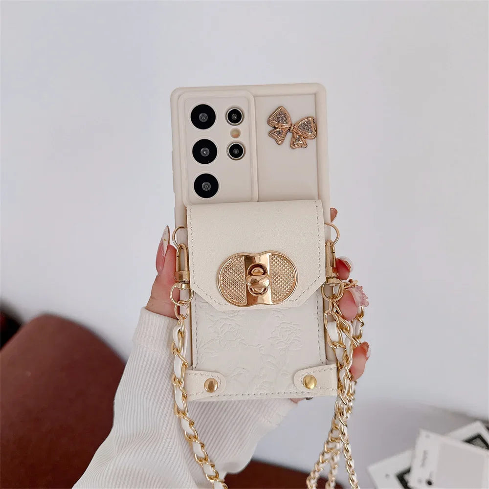 Crossbody Phone Case Wallet Card Holder for Samsung Galaxy S25 Edge S24 S21 FE S26 Ultra S23 S22 Plus A17 A16 A56 A36 A55 A35