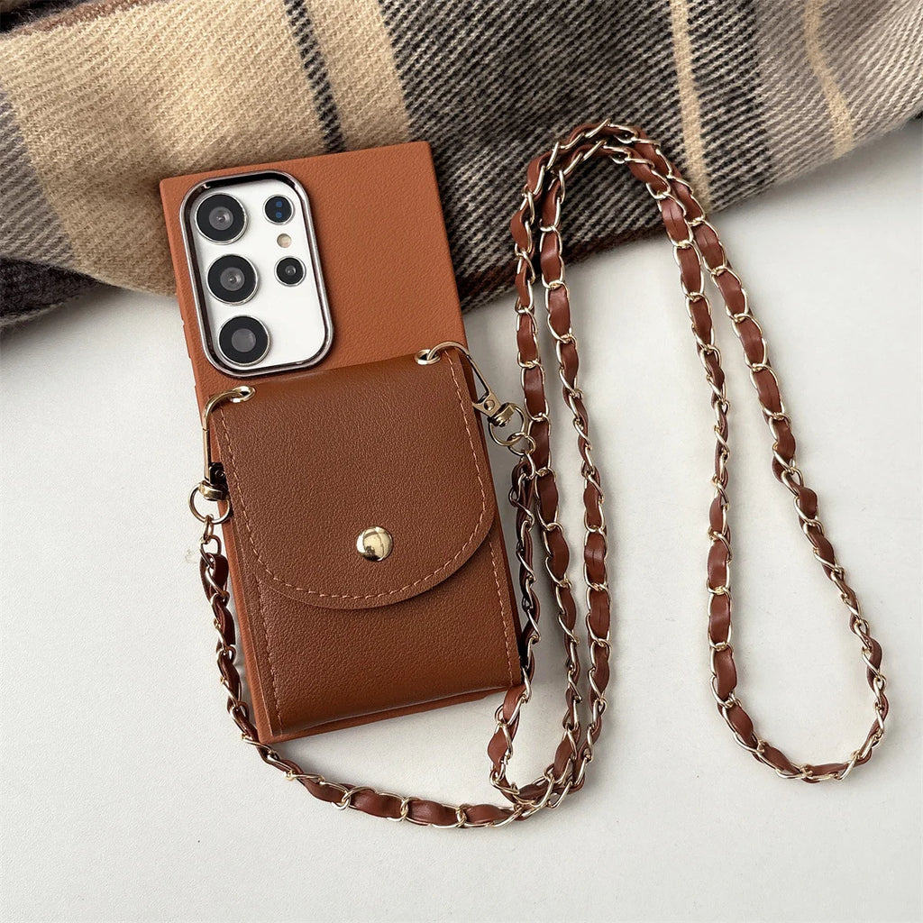 Crossbody Wallet Card Slot Phone Case for Samsung S25 Edge S26 S24 S23 FE S22 Plus S21 Ultra A15 A16 A17 A07 A36 A56 A55 A34 5G