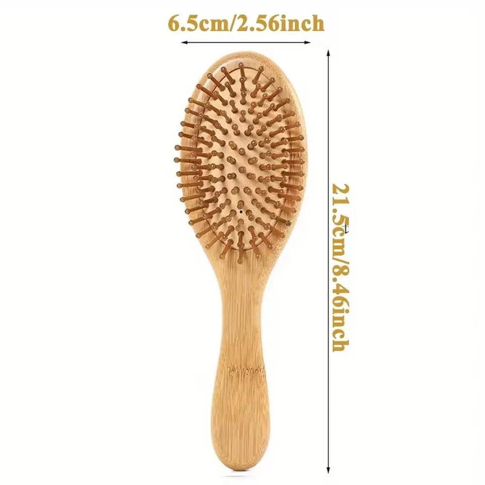 Marseille Style Natural Bamboo Air Cushion Paddle Comb, Anti-Static Tangle Free Scalp Massage Comb for Real Hair & Wigs
