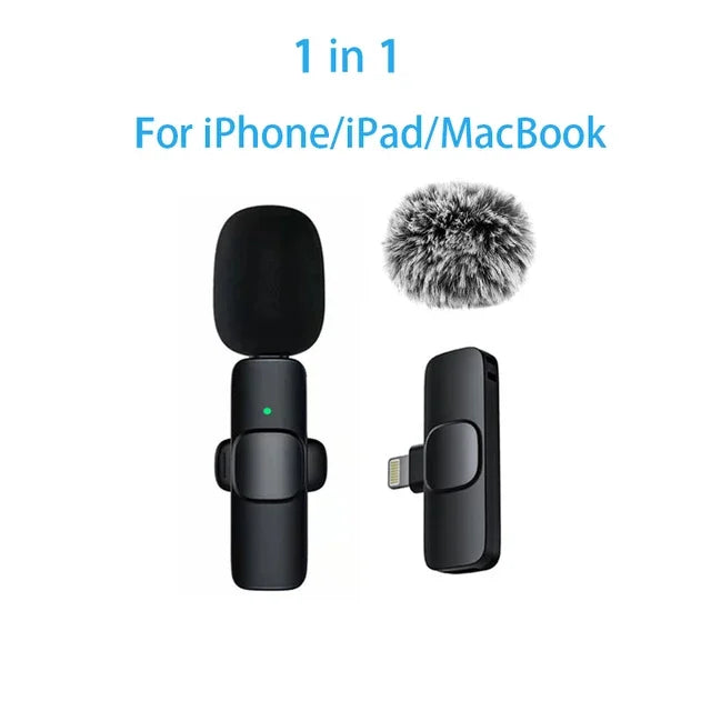 2.4G Wireless Lavalier Microphone Portable Audio Video Recording Mini Mic for iPhone Android Live Broadcast Gaming Phone